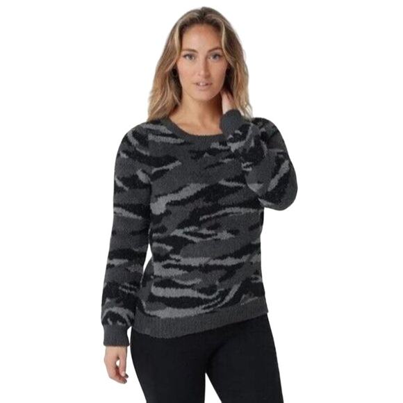 Barefoot Dreams Sweaters - Barefoot Dreams CozyChic Seaside Sweater Crew Pullover Camo Black Gray Medium